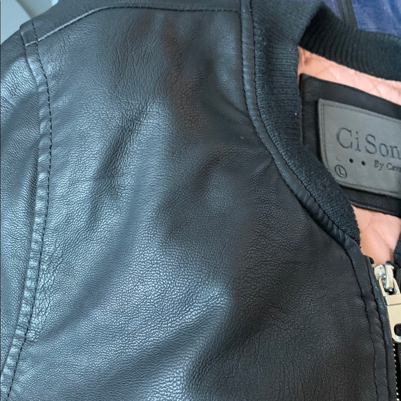 Ci Sono Black Vegan Leather Bomber Jacket - Picture 4 of 5